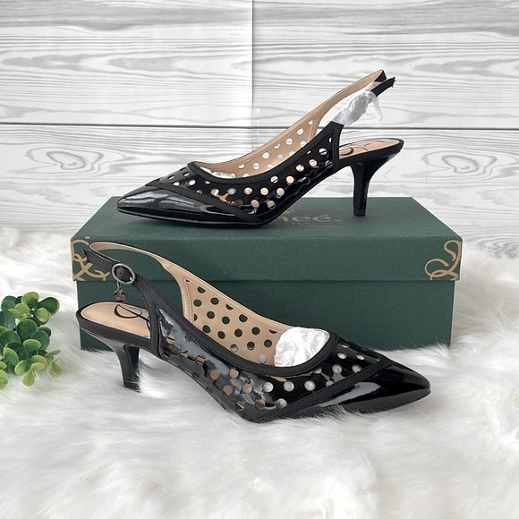 J.Renee “Adalyn” Patent Leather Kitten Heel Sling Backs - Picture 2 of 13